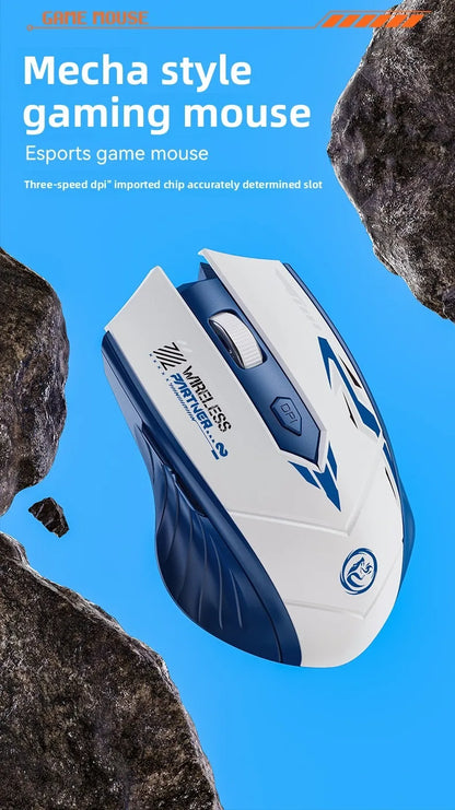 Ratón gaming inalámbrico 2.4G USB silencioso de doble modo Bluetooth recargable 1600DPI para ordenador, PC y portátil