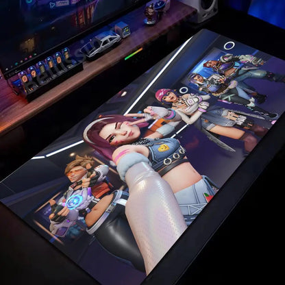 Tappetino mouse grande Overwatch per PC gamer, tappetino da scrivania esteso, tastiera rosa cute, accessori gaming per laptop, tappeto kawaii HD