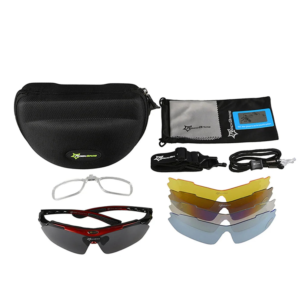 ROCKBROS Polarisierte Fahrradbrille Sonnenbrille Herren Damen MTB-Rad Rennrad-Brille Fahrradfahren Outdoor-Sport Wandern Schutzbrille 5 Gläser