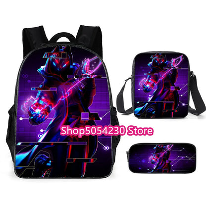 Mochila Fortnited de 3 piezas para niños Victory Game, 16 pulgadas, resistente al agua, mochila preescolar moderna, mochilas escolares para primaria