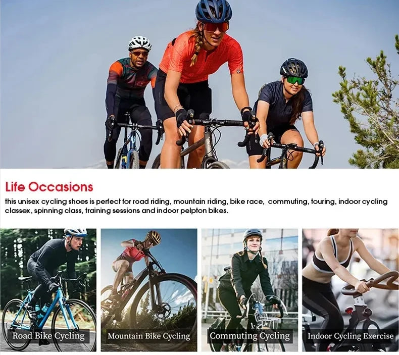 Zapatillas de ciclismo para hombre y mujer, para bicicletas de carretera, competición y carrera, con sistema automático de bloqueo, zapatillas deportivas de ciclismo de velocidad compatibles con calas SPD