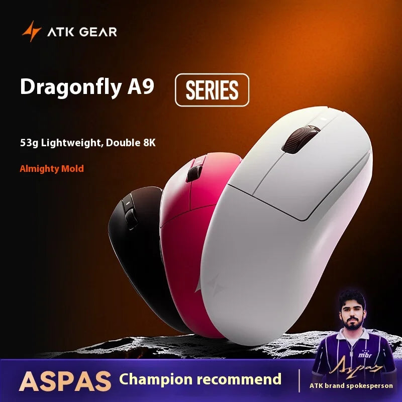 Ratón gaming inalámbrico ATK A9 Ultra Tri Mode 8K 53g ligero A9/A9 SE/A9 Plus/A9 Pro para PC e-sports, regalo personalizado