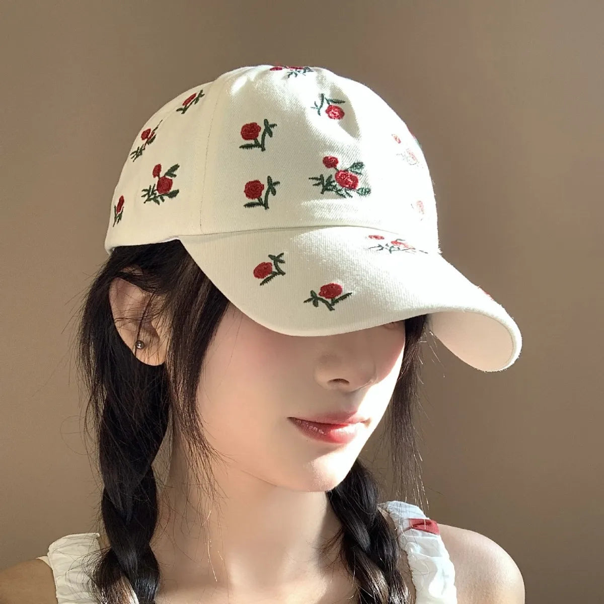 Cute Hats Japanese Sweet Style Retro Embroidered Baseball Cap Versatile Women's Baseball Cap Casual Sunshade Sun Protection Cap