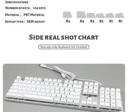 104 teclas retroiluminadas coreanas, francesas, rusas, españolas y alemanas para teclado mecánico con interruptores MX, perfil OEM, teclas ABS DIY
