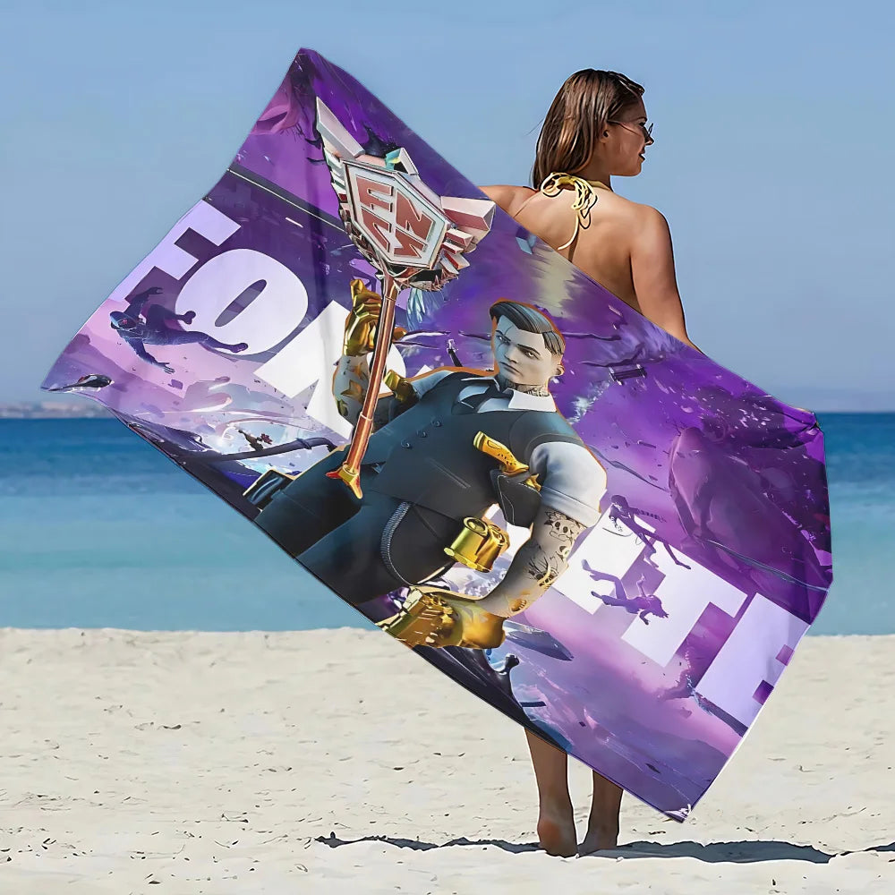 Nueva toalla de playa F-FortniteS de juego popular, microfibra sin arena, secado rápido, suave y resistente a la arena, toalla para piscina, regalo para mujer, viaje, gimnasio y ducha