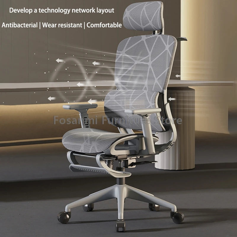 Sedia da ufficio per computer in mesh traspirante con braccioli e supporto lombare, sedia da scrivania ergonomica regolabile, sedia da gaming per la casa con poggiatesta