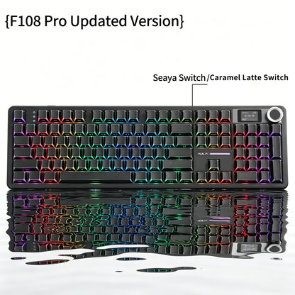 Teclado mecánico AULA F108 PRO personalizado con diseño 100%, retroiluminación RGB, Bluetooth inalámbrico, interruptor HiFi para gaming