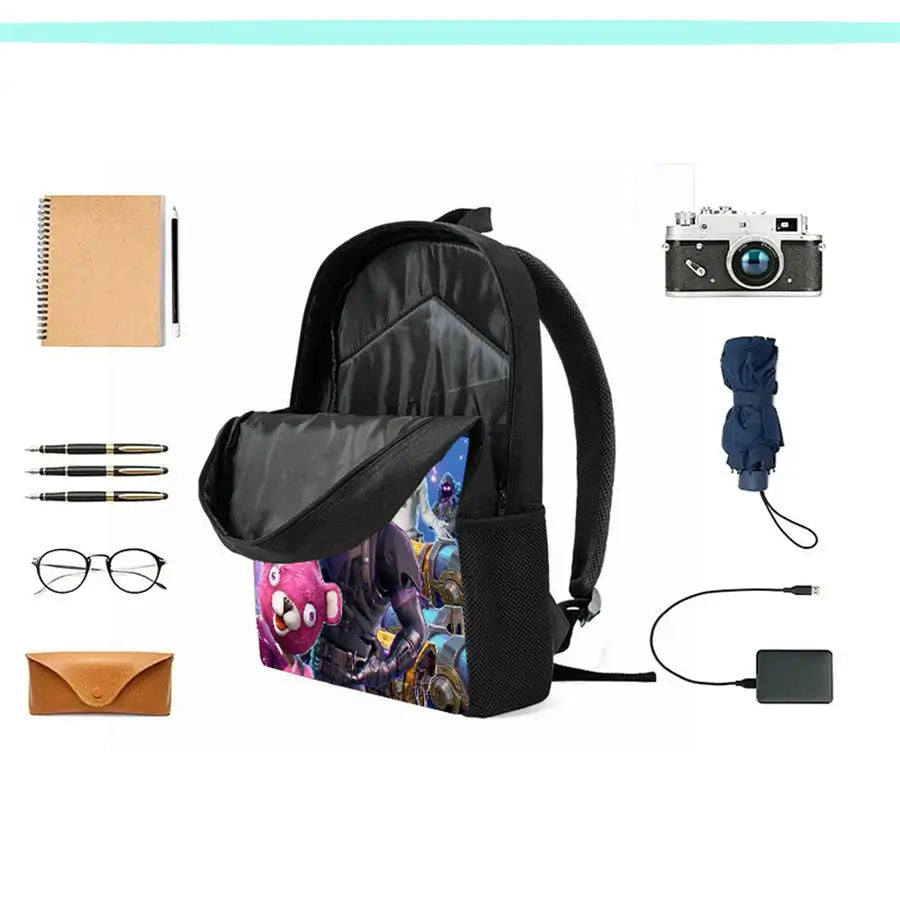 Fortnite Cartoon 15-inch Lightweight Backpack With Adjustable Shoulder Straps Kids Daily School Bag For Boys Girls Age 5-9