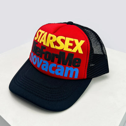 Gorras de béisbol unisex nuevas con bloques de color, letras estampadas y bordadas, estilo hip hop, malla transpirable, visera para el sol, tipo trucker streetwear, versátiles