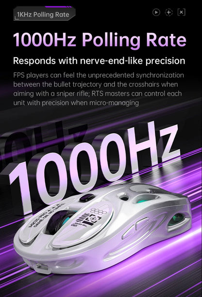 Tri-Mode RGB Gaming Mouse Wireless 2.4G Bluetooth Wired Lightweight Gaming Mouse with Chroma RGB Lighting, 4800 DPI Rechargeable Gaming Mouse for PC & Laptop