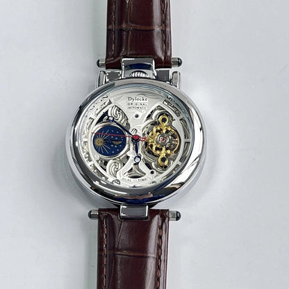  Top Luxury Moon Phase Men's Watches Original Mechanical Leather Men Clock Date Week Hollow Tourbillon Automatic Man Watch