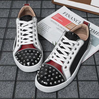 2025 New Men's Casual Shoes Comfortable Soft Punk Style Board Shoes Fashion Nail Anti Slip Wear Resistant Personalized Sneakers