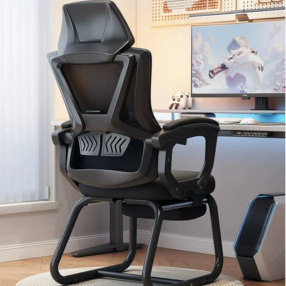 Chaise de bureau ergonomique, chaise d'ordinateur confortable et rembourrée pour la maison, chaise d'étude réglable et inclinable en forme d'arc pour un usage domestique