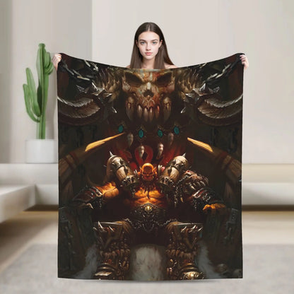 WOW World of Warcraft Arthas Retro Game Flannel Blanket  Super Warm Throw Blanket for Bedroom Camping Bedspread Sofa Bed Cover