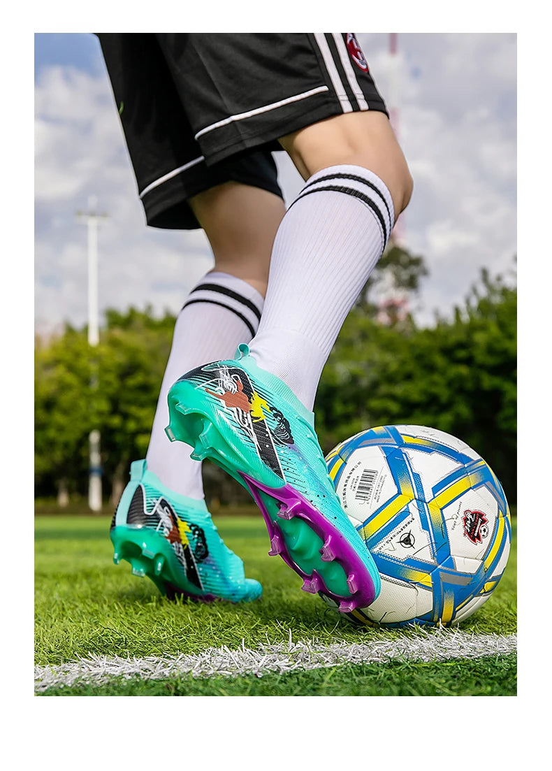 New Men Soccer Shoes FG Non-Slip Long Spikes Football Boots Soccer Cleats Training Shoes Match Ultralight Outdoor Drop Shipping