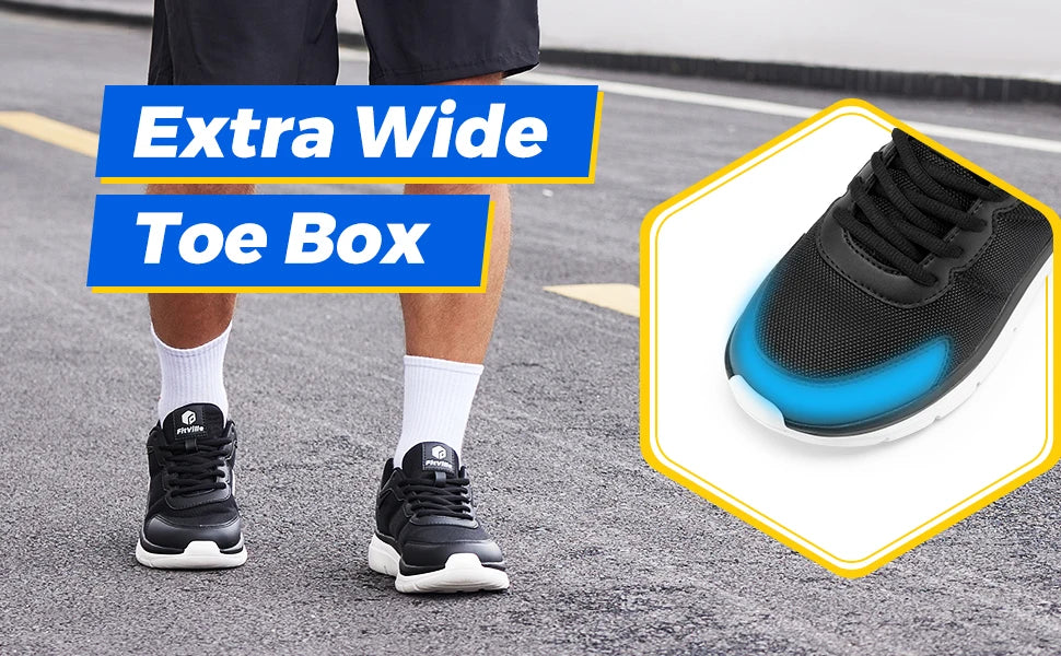 Scarpe da camminata FitVille da uomo, larghezza ampia, massima ammortizzazione, sneakers sportive leggere per alleviare il dolore da fascite plantare