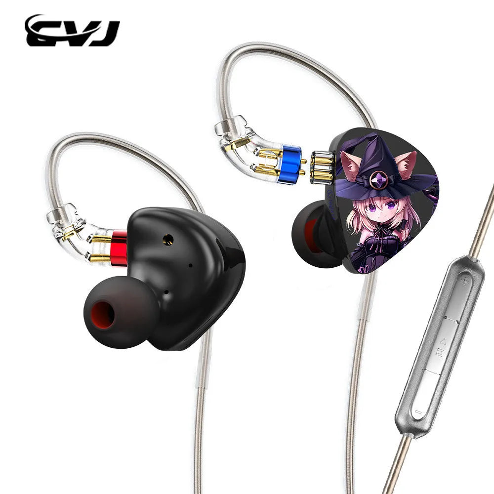 CVJ Night Elf In-Ear Wired Earphones – Dual-Channel 3.5mm HiFi Metal Earbuds with Silver-Plated Cable, High Sensitivity Bass Sound Earhook Headphones