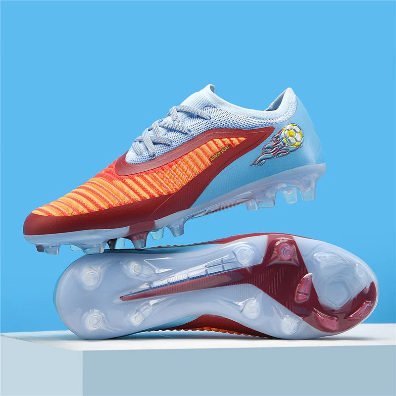 Nuevas zapatillas de fútbol para hombre, botas antideslizantes para adulto, deporte al aire libre para niño, tacos largos de entrenamiento, transpirables y cómodas para partido