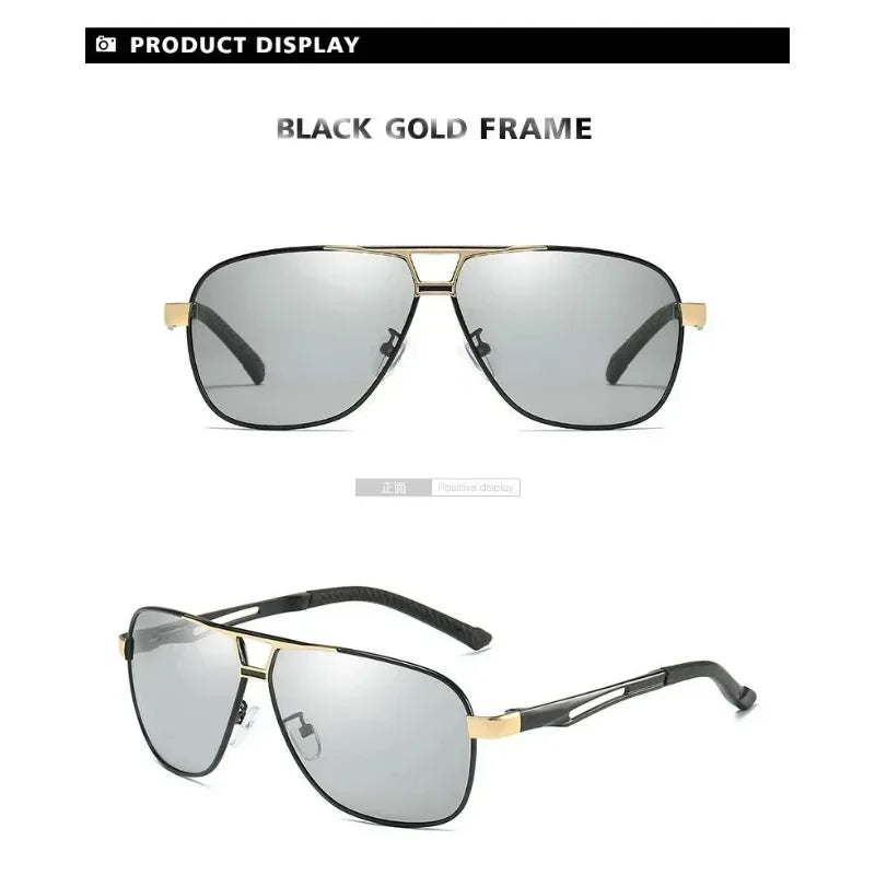1PC Top Aluminum Magnesium Square Polarized  Photochromic Sunglasses Men Sun Glasses Safety Driving Oculos De Sol Masculino