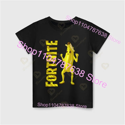 T-shirt Peely Fortnite girocollo estiva a maniche corte, top streetwear Battle Royale per abbigliamento casual