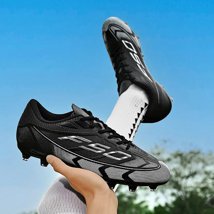 Chaussures de football populaires à tige basse FG/TF, unisexe, pour terrain, entraînement rapide, crampons antidérapants à crampons longs