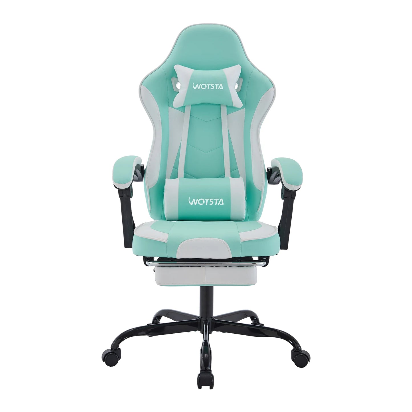 Silla gaming WOTSTA con reposapiés, silla para gamers ergonómica con cojín lumbar, reposacabezas y altura ajustable para ordenador