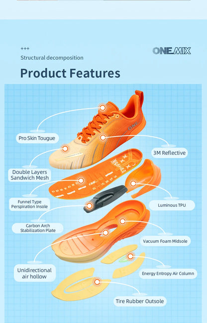 ONEMIX New Cushioning Running Shoes For Men Suitable for Heavy Runners Lace-Up Sports Women Non-slip Outdoor Athletic Male Sneakers