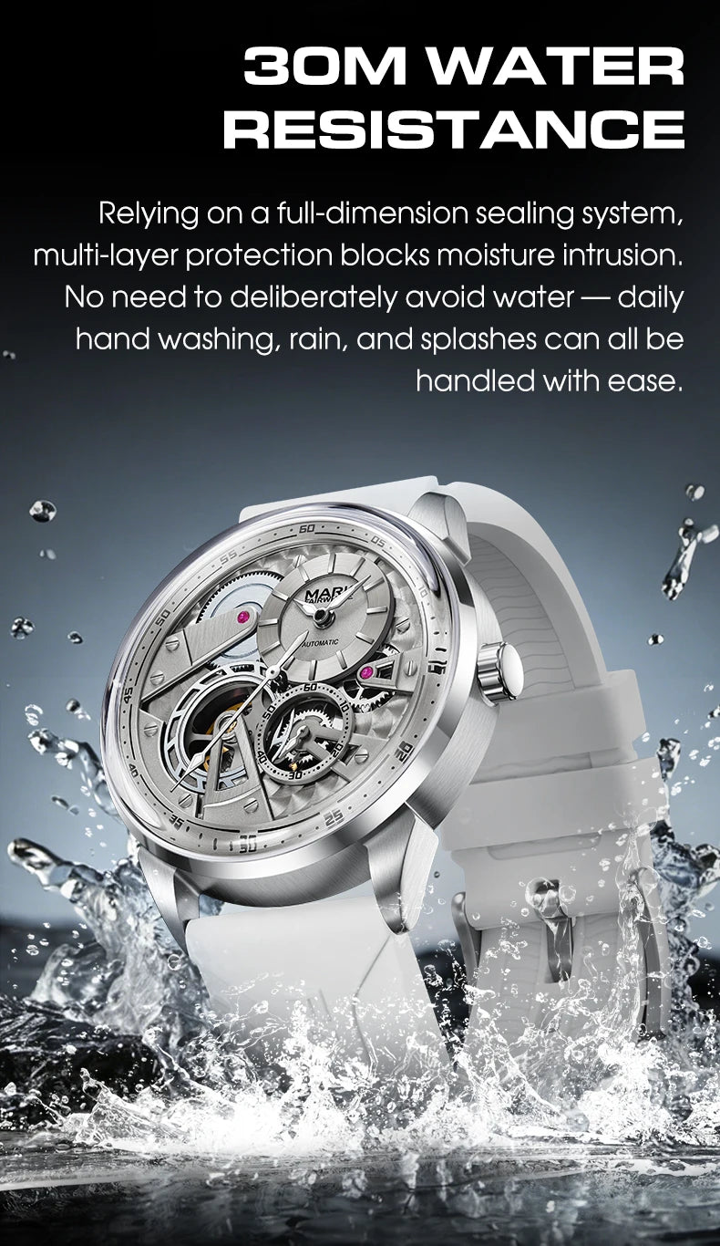 MARK FAIRWHALE Business Automatic Mechanical Watch 46MM Stainless Steel Luxury Men's Watch