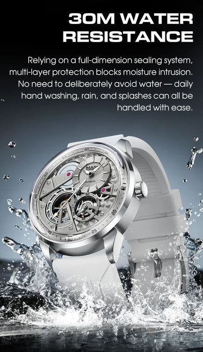 MARK FAIRWHALE Business Automatic Mechanical Watch 46MM Stainless Steel Luxury Men's Watch