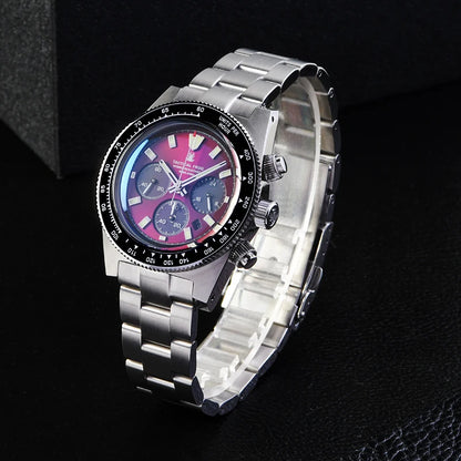 Tactical Frog V2 Solar Chronograph Men's Watch Sapphire Crystal Mirror Ceramic Bezel VS75A Eco-Drive Quartz 20Bar Waterproof Watch