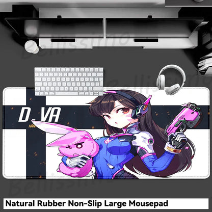 Accesorios Gaming O-Overwatch D-D.va Alfombrilla de Ratón Grande, Alfombrilla para Teclado y Ratón PC, Deskmat XXL Extendida, Alfombrilla Gamer