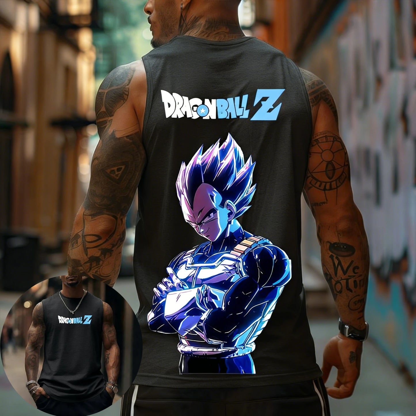 Canotta fitness da uomo Dragon Ball Z Super Blue Vegeta in stile rétro americano Y2K Harajuku, nuova collezione primavera-estate, T-shirt per uso quotidiano