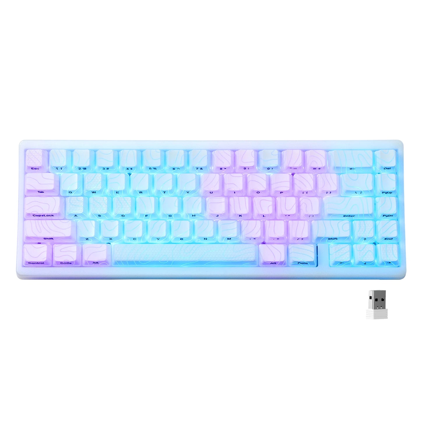 Teclado mecánico inalámbrico XVX M67 JadeStone con teclas IMD-Tech, trimodo, diseño topográfico blanco gamer y estructura gasket