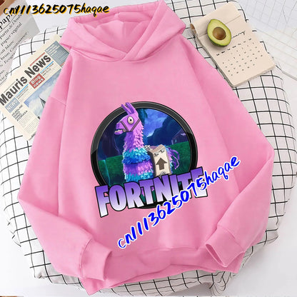 FORTNITED Felpa con cappuccio a maniche lunghe per bambini, bambine e ragazzi, streetwear, pullover, stile anime, top moda per bambini, idea regalo