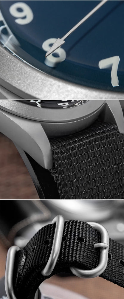 Reloj analógico para hombre ADDIESDIVE de 36mm con cristal de espejo abombado, resistente al agua 100m, luminoso, reloj de cuarzo sencillo para hombre con correa de nailon