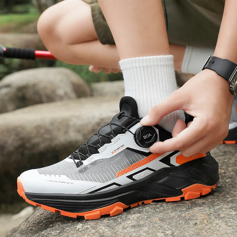 Mens Running Shoes 2025 New Breathe Mesh Outdoor Off Road Hiking Shoes Cushioning Flat Soft Mesh Walking Shoes for Man