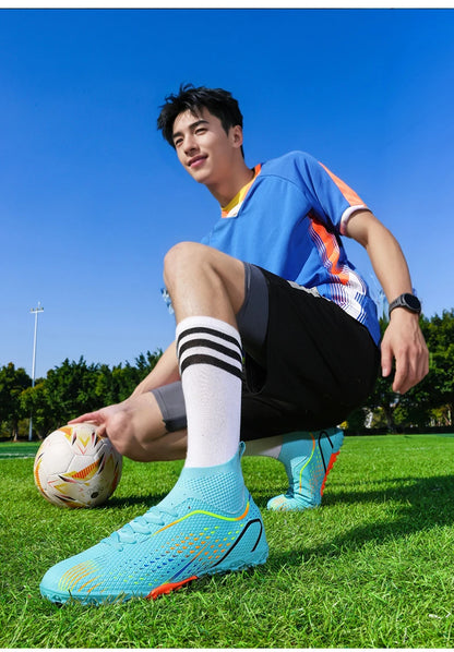 Men Outdoor Football Boots FG/TF Professional Training Soccer Shoes Cleats Turf Futsal Match Grass Unisex Non-slip Breathable