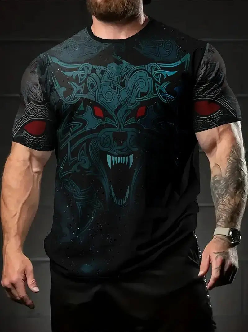 Summer Wolf Animal 3D Print T-Shirts Men Women Hip-hop Short Sleeve T Shirt Casual Oversized Harajuku Y2K Tops Tees Men Clothing