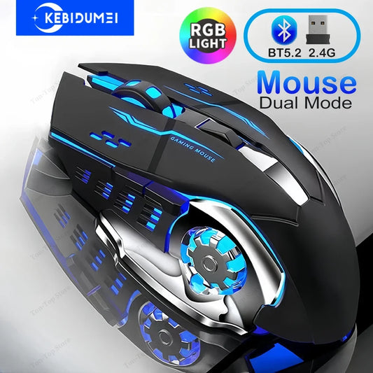 KEBIDUMEI Dual-Mode Bluetooth 5.2 -hiiri 2.4G langaton hiiri RGB-pelihiiri ladattava hiljainen hiiri 3600 DPI -hiiri kannettavalle tietokoneelle