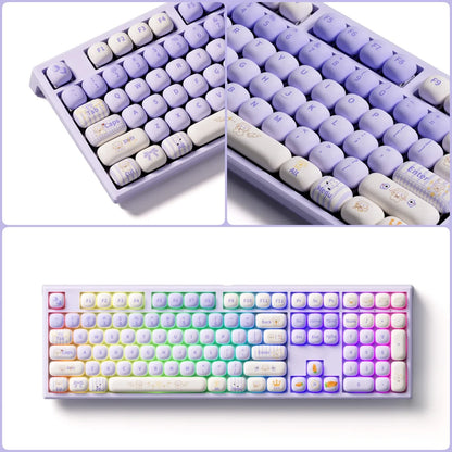 Teclado mecánico inalámbrico Akko MonsGeek MG108B Bun Wonderland, perfil MOG, RGB, 108 teclas, tamaño completo, hot swap, USB / 2.4G / BT 5.0