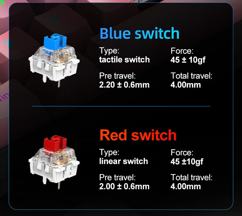 Tastiera meccanica mini APAYADO K61, cablata, 61 tasti, RGB Phantom, nera/bianca, switch meccanici rossi/blu per gaming, portatile 60%