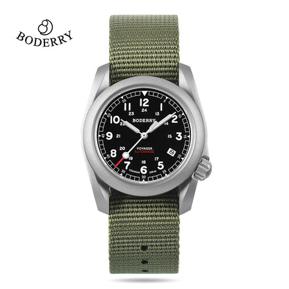Boderry VOYAGER Field Watches Bronze Case Automatic For Seiko NH35 Watch 100M Waterproof Clock Military Vintage Wristwatch Mens