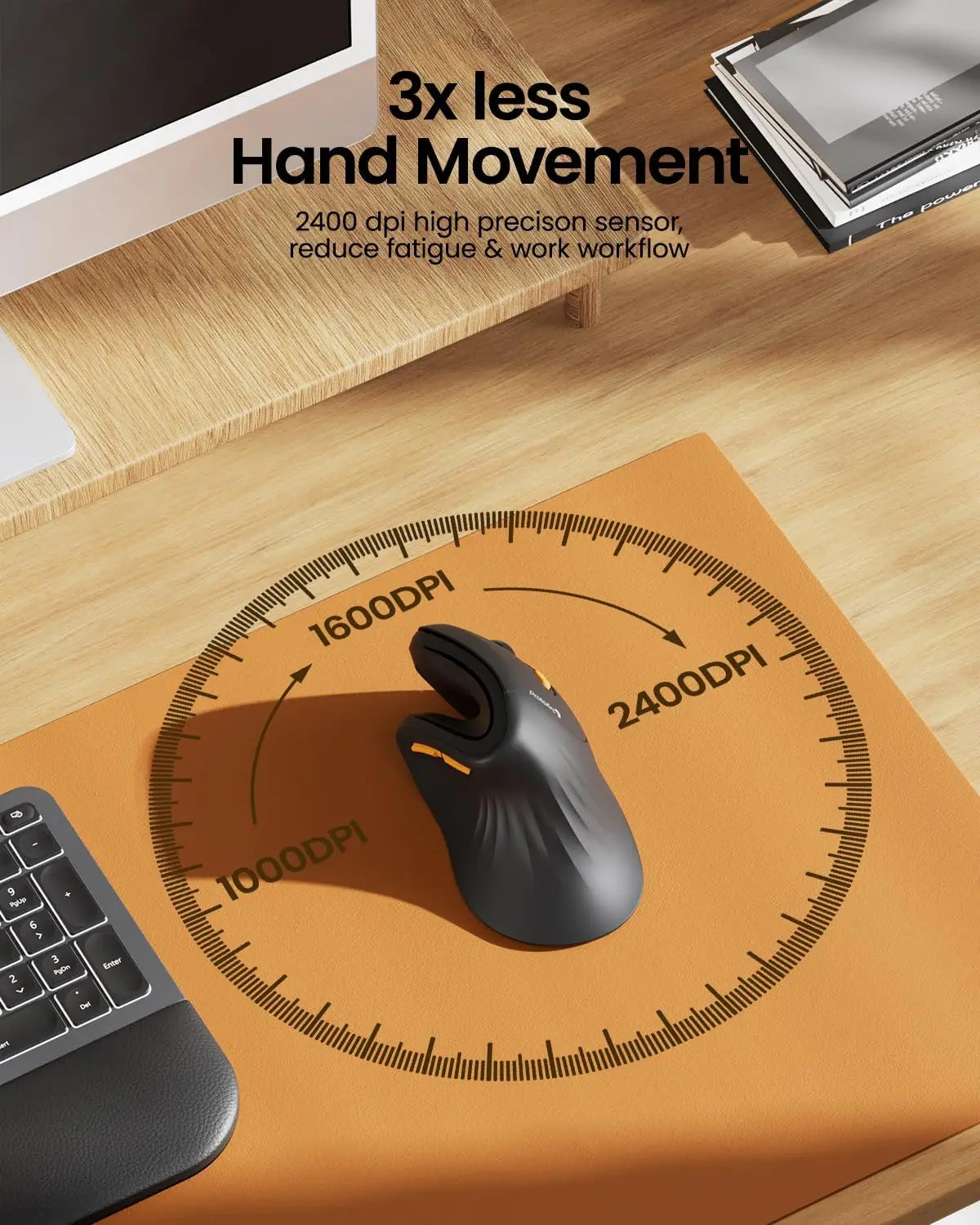 Ergonomic Mouse Wireless Vertical Mouse or Computer iPad Mac Windows 3 Adjustable DPI Multi-Device Connection