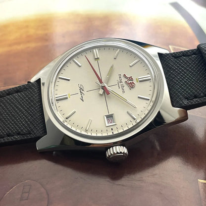 Merkur Watch White Dial Watch Metal Vintage Business Watches Hand Wind Mechanical Watch for Men 36mm
