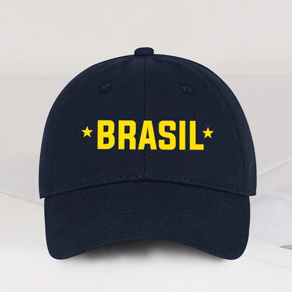 Brazil Fans “BRASIL” Printed Soft-Peak Baseball Cap – Unisex Adjustable Sun Hat for Soccer Enthusiasts – Father's Day Gift