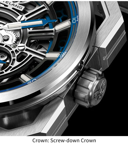 Yelang V1216 miesten kello, luksusbrändin kello, 42mm avoin kellotaulu, Japan MIYOTA 8N40 -automaattikoneisto, 100M vedenpitävä kello, hohtavat osoittimet