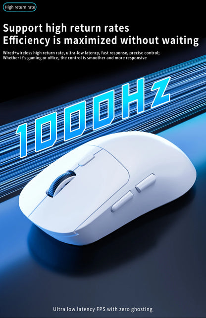 Mouse da gaming Bluetooth ricaricabile PAW3395, leggero, ergonomico e wireless per eSport
