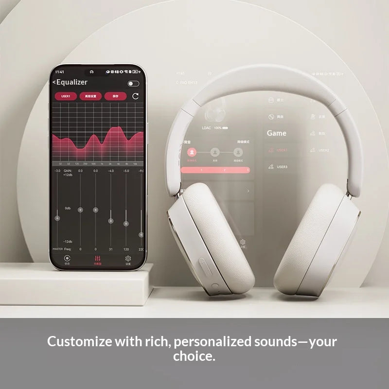 Auriculares FiiO EH13 inalámbricos Bluetooth ANC circumaurales – Headset gaming HiFi LDAC con cancelación de ruido, graves profundos y batería de larga duración
