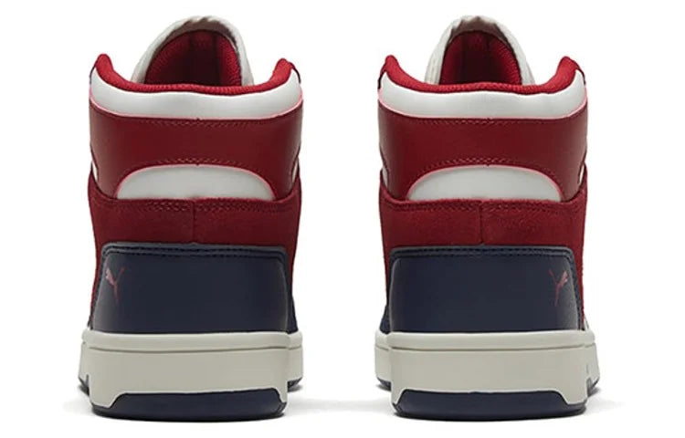 Baskets montantes décontractées Puma Rebound Layup Sd en cuir superposé, bleu foncé et blanc, 370219-04