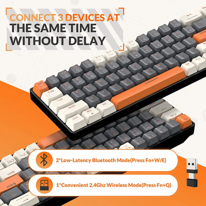 RK68 60% kabellose mechanische Tastatur, Bluetooth 5.0/2.4GHz mit Dual-Mode-2-in-1-Empfänger, 68-Tasten-Hot-Swap-Gaming-Tastatur